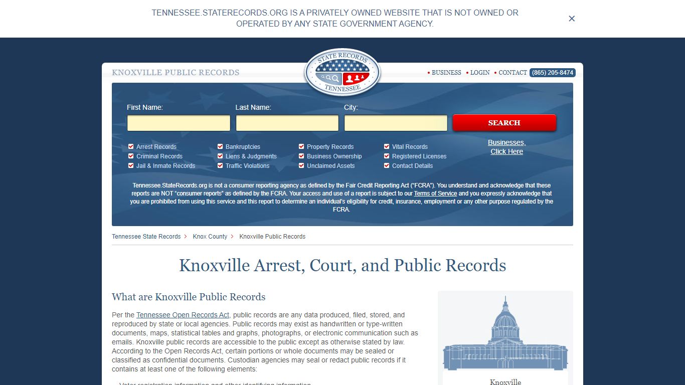 Knoxville Arrest and Public Records - StateRecords.org